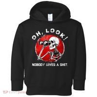Skeleton Oh Look Nobody Gives A Shit Toddler Hoodie thumb 0