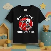 Skeleton Oh Look Nobody Gives A Shit Toddler T-Shirt thumb 3