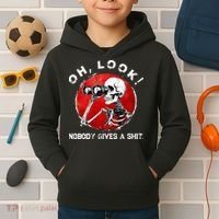 Skeleton Oh Look Nobody Gives A Shit Kids Hoodie thumb 2