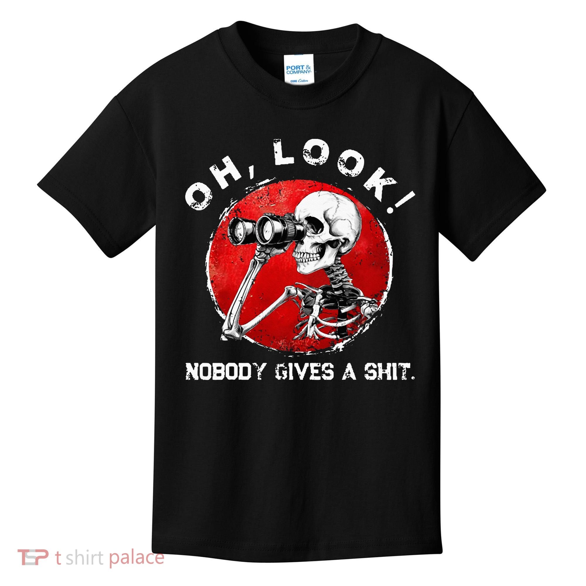Skeleton Oh Look Nobody Gives A Shit Kids T-Shirt