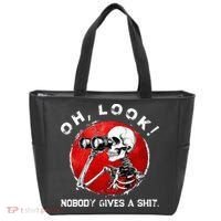 Skeleton Oh Look Nobody Gives A Shit Tote Bag thumb 0