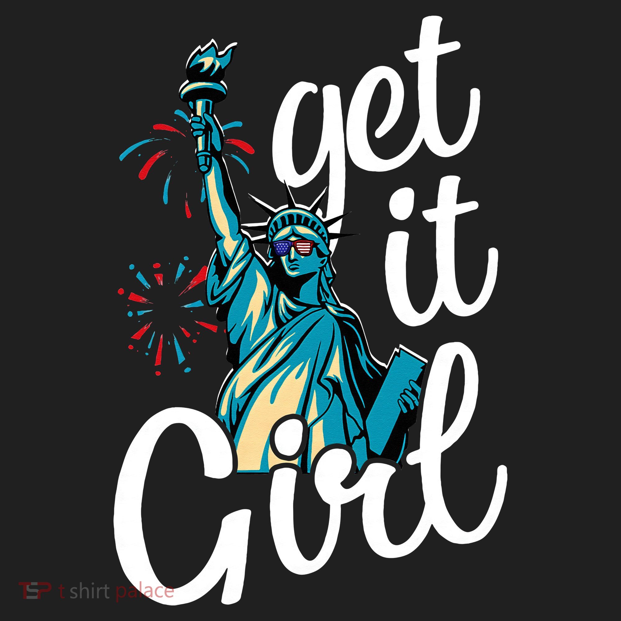 Statue of Liberty Get It American Flag 4th of July Women's Sweatshirt