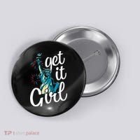 Statue of Liberty Get It American Flag 4th of July Button thumb 0
