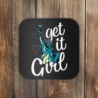 Statue of Liberty Get It American Flag 4th of July Coaster thumb 0