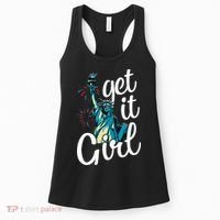 Statue of Liberty Get It American Flag 4th of July Women's Tank Top thumb 0