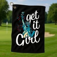 Statue of Liberty Get It American Flag 4th of July Golf Towel thumb 1