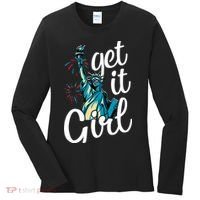 Statue of Liberty Get It American Flag 4th of July Women's Long Sleeve Shirt thumb 0