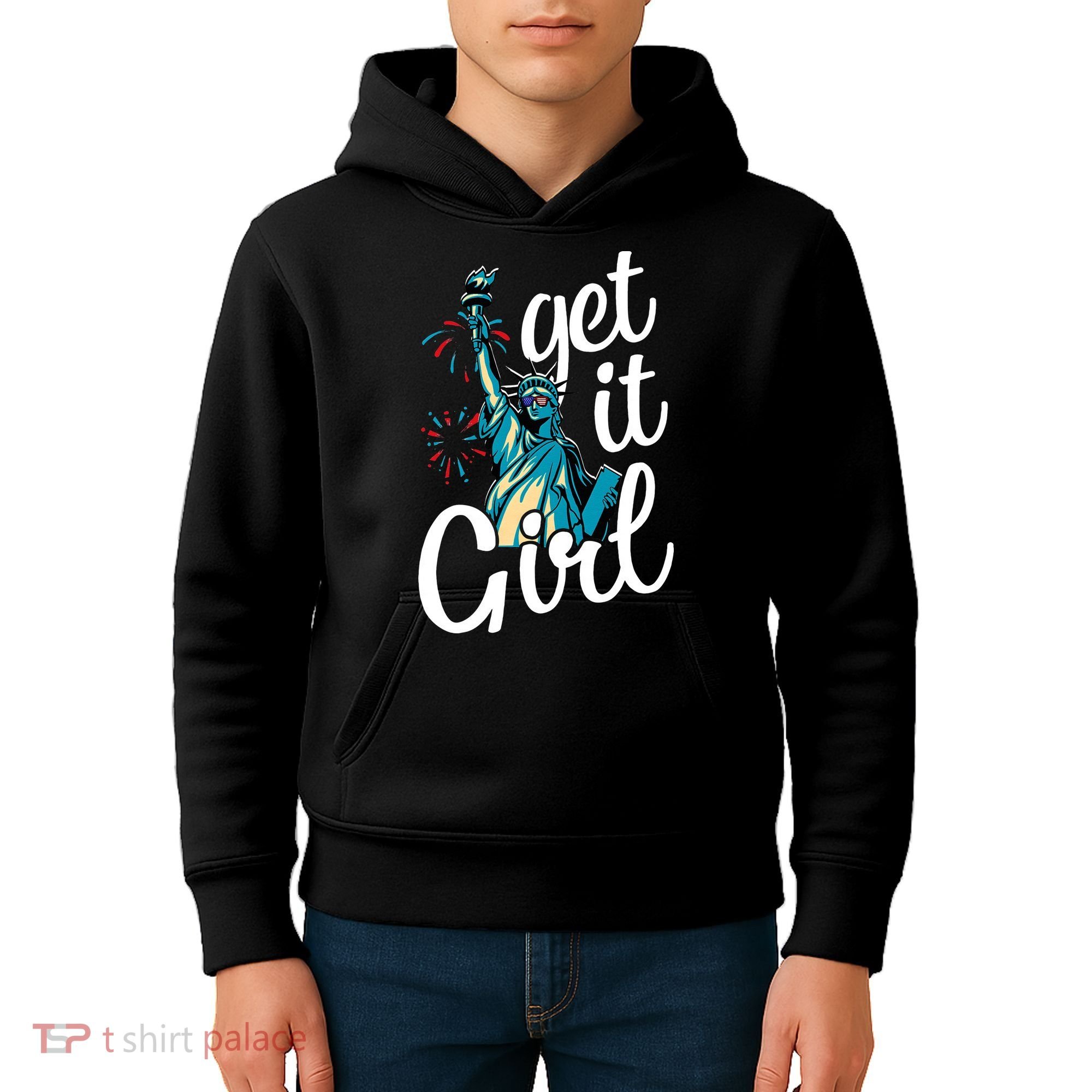 Statue of Liberty Get It American Flag 4th of July Kids Hoodie