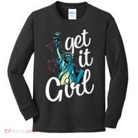 Statue of Liberty Get It American Flag 4th of July Kids Long Sleeve Shirt thumb 0