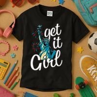 Statue of Liberty Get It American Flag 4th of July Kids T-Shirt thumb 3