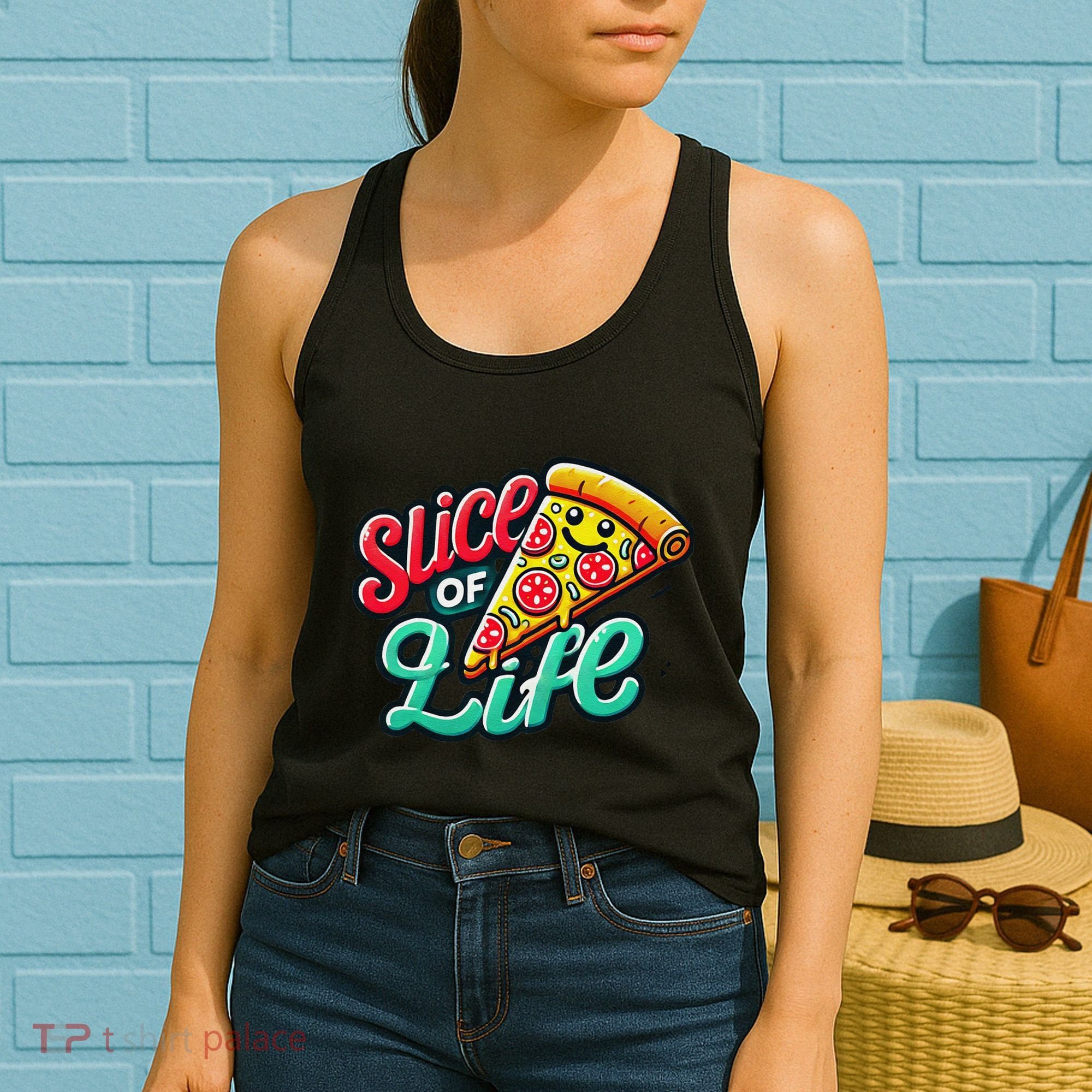 Slice Of Life Cartoon Pizza Women's Tank Top