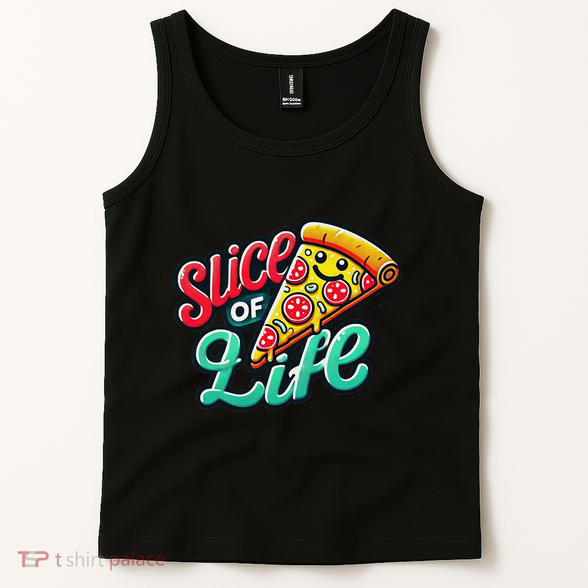 Slice Of Life Cartoon Pizza Tank Top