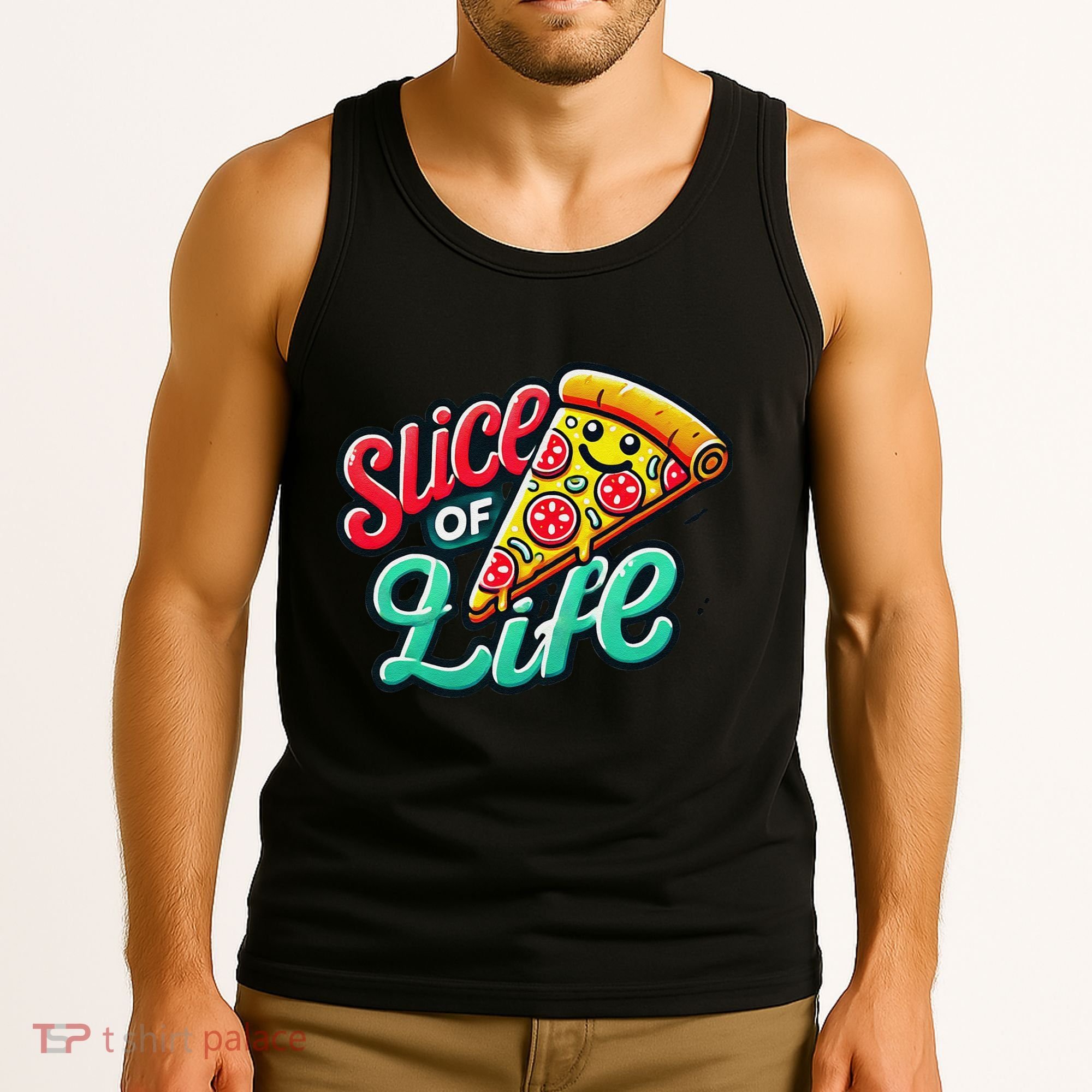 Slice Of Life Cartoon Pizza Tank Top