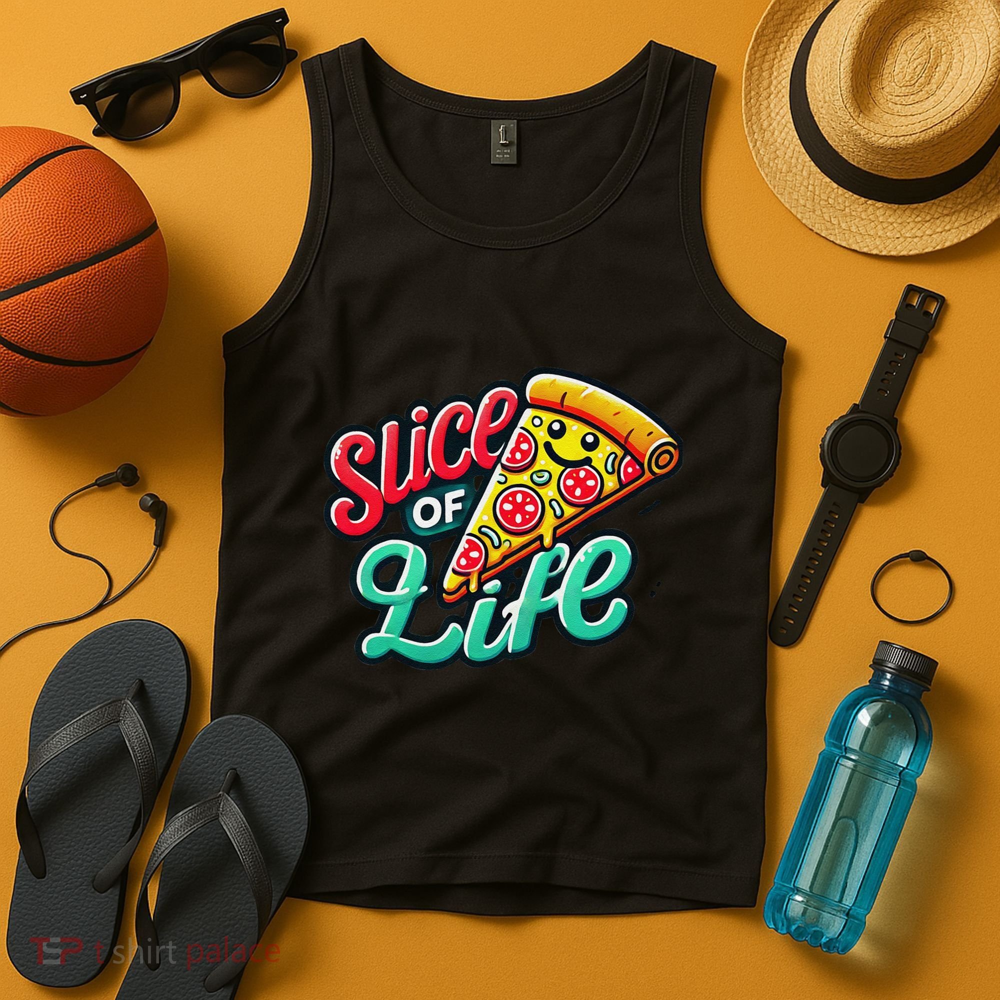 Slice Of Life Cartoon Pizza Tank Top