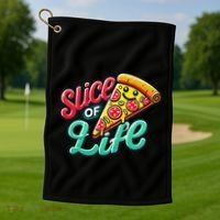 Slice Of Life Cartoon Pizza Golf Towel thumb 1