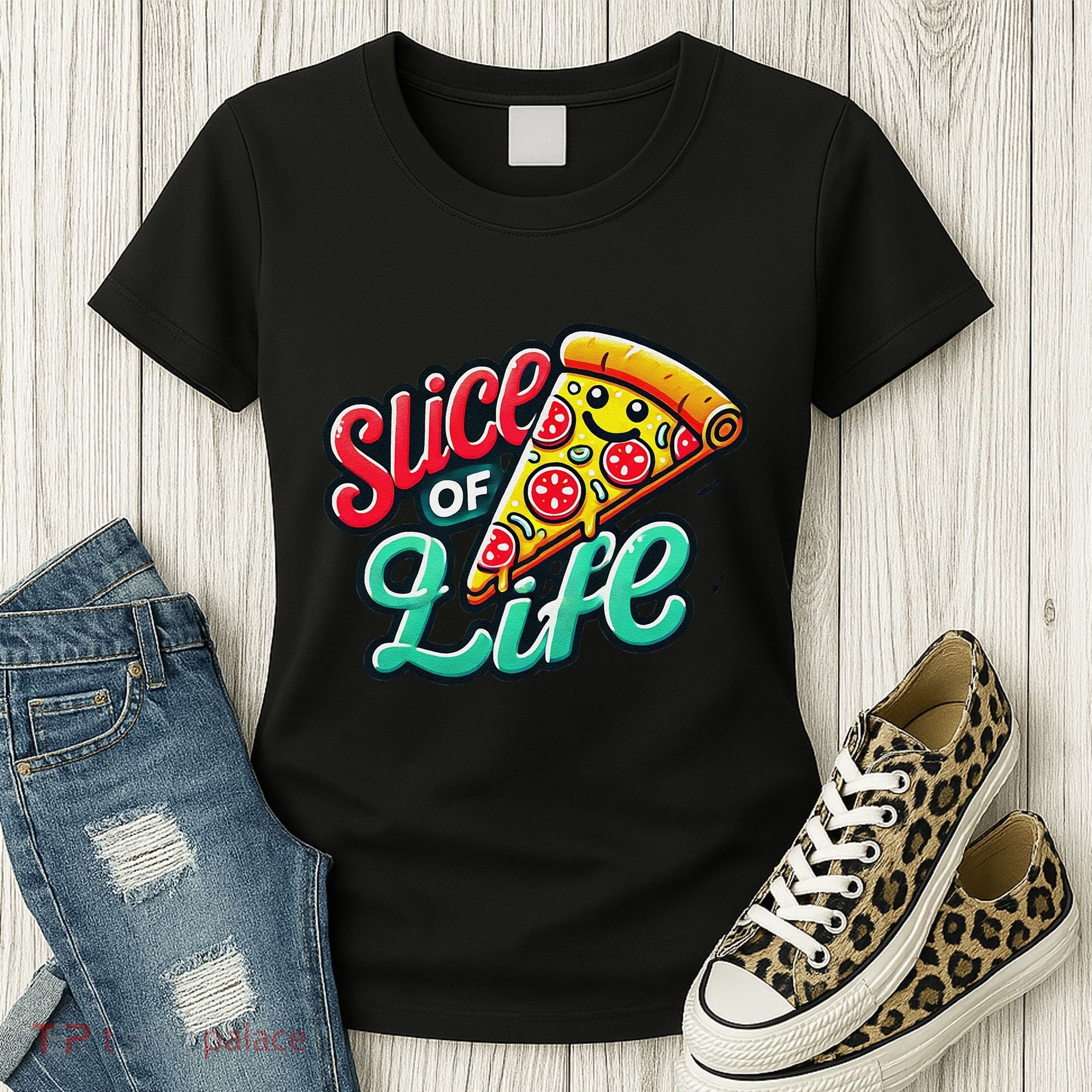 Slice Of Life Cartoon Pizza Women's T-Shirt
