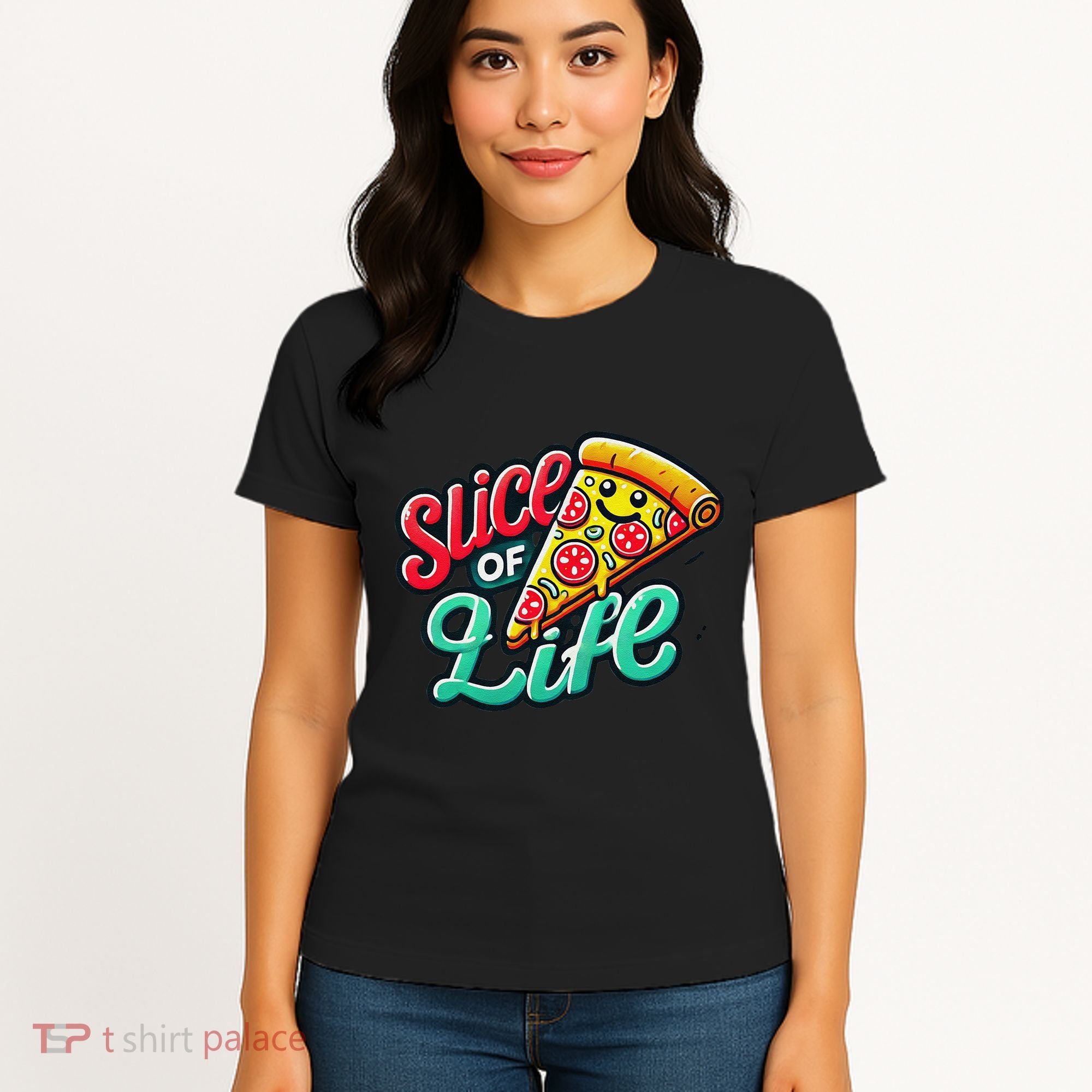 Slice Of Life Cartoon Pizza Women's T-Shirt