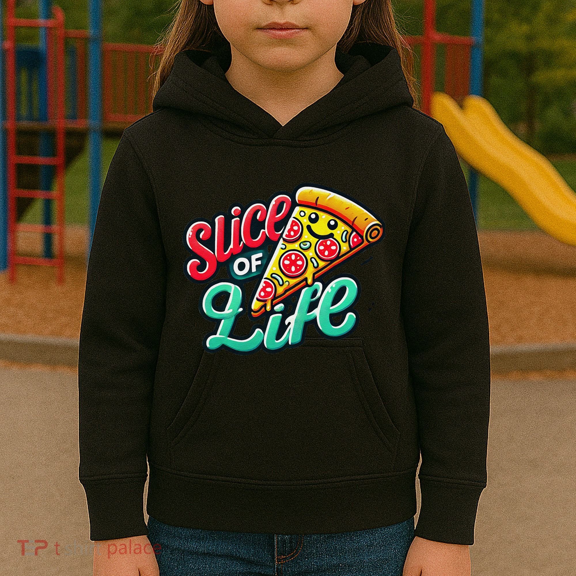 Slice Of Life Cartoon Pizza Kids Hoodie