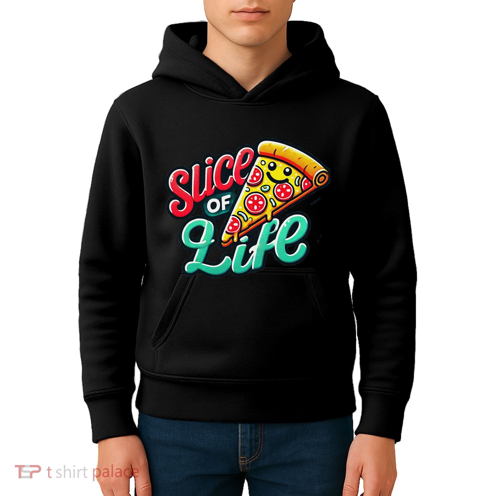 Slice Of Life Cartoon Pizza Kids Hoodie