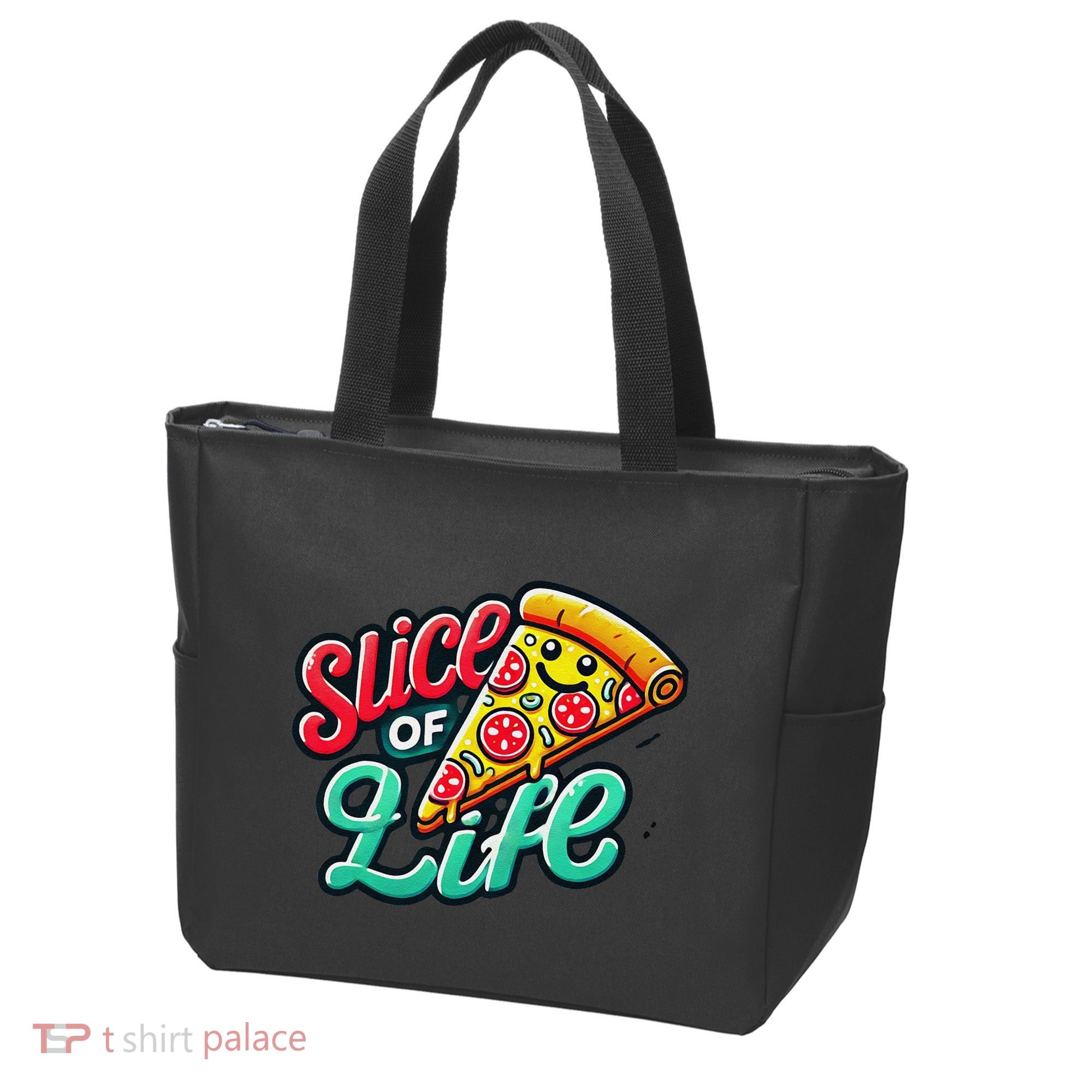 Slice Of Life Cartoon Pizza Tote Bag