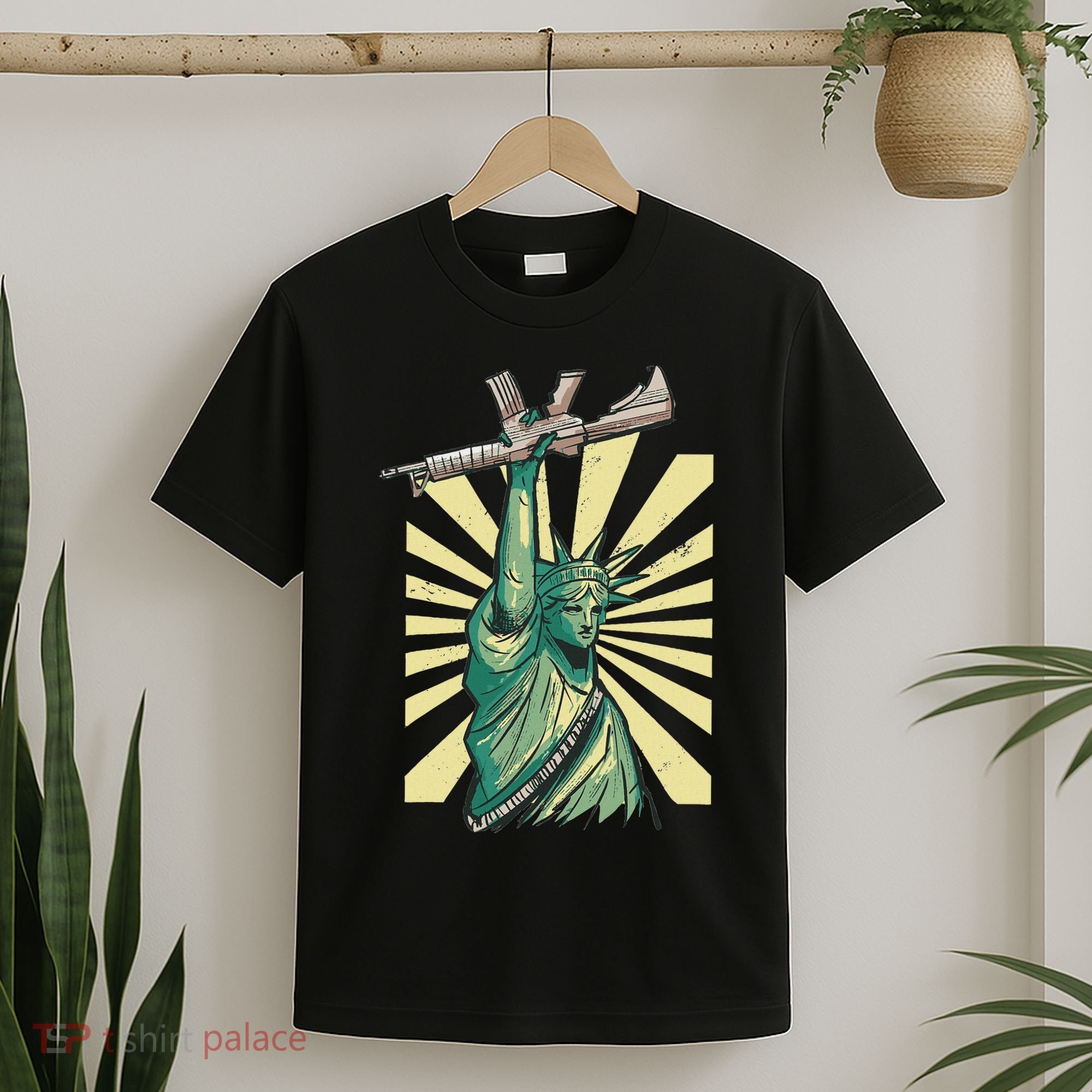 Statue Of Liberty Ar 15 Gun Loving American T-Shirt