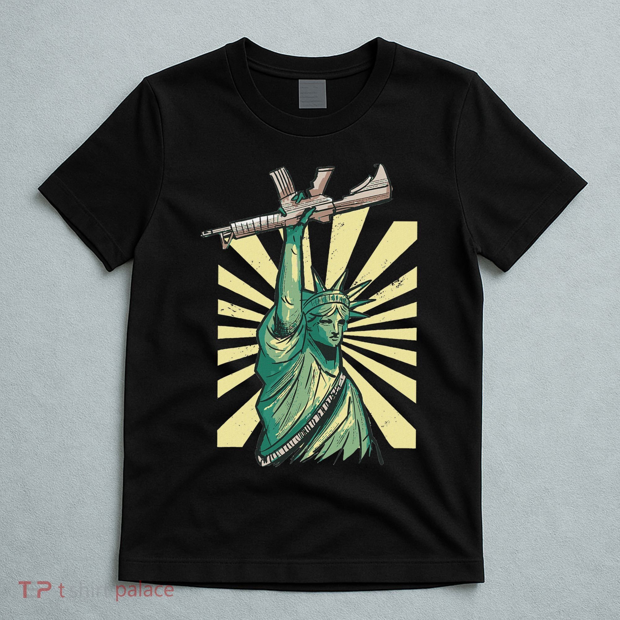 Statue Of Liberty Ar 15 Gun Loving American T-Shirt