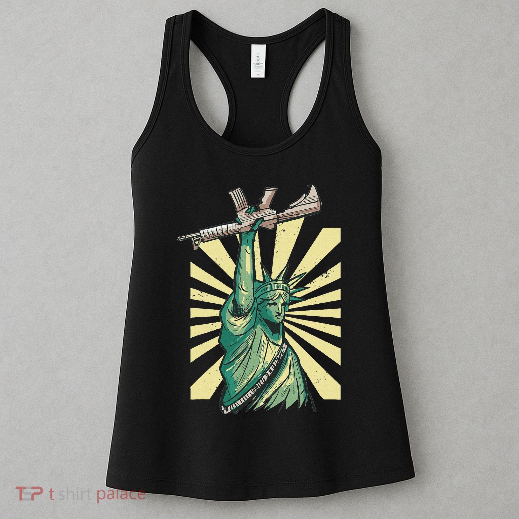 Statue Of Liberty Ar 15 Gun Loving American Women's Tank Top