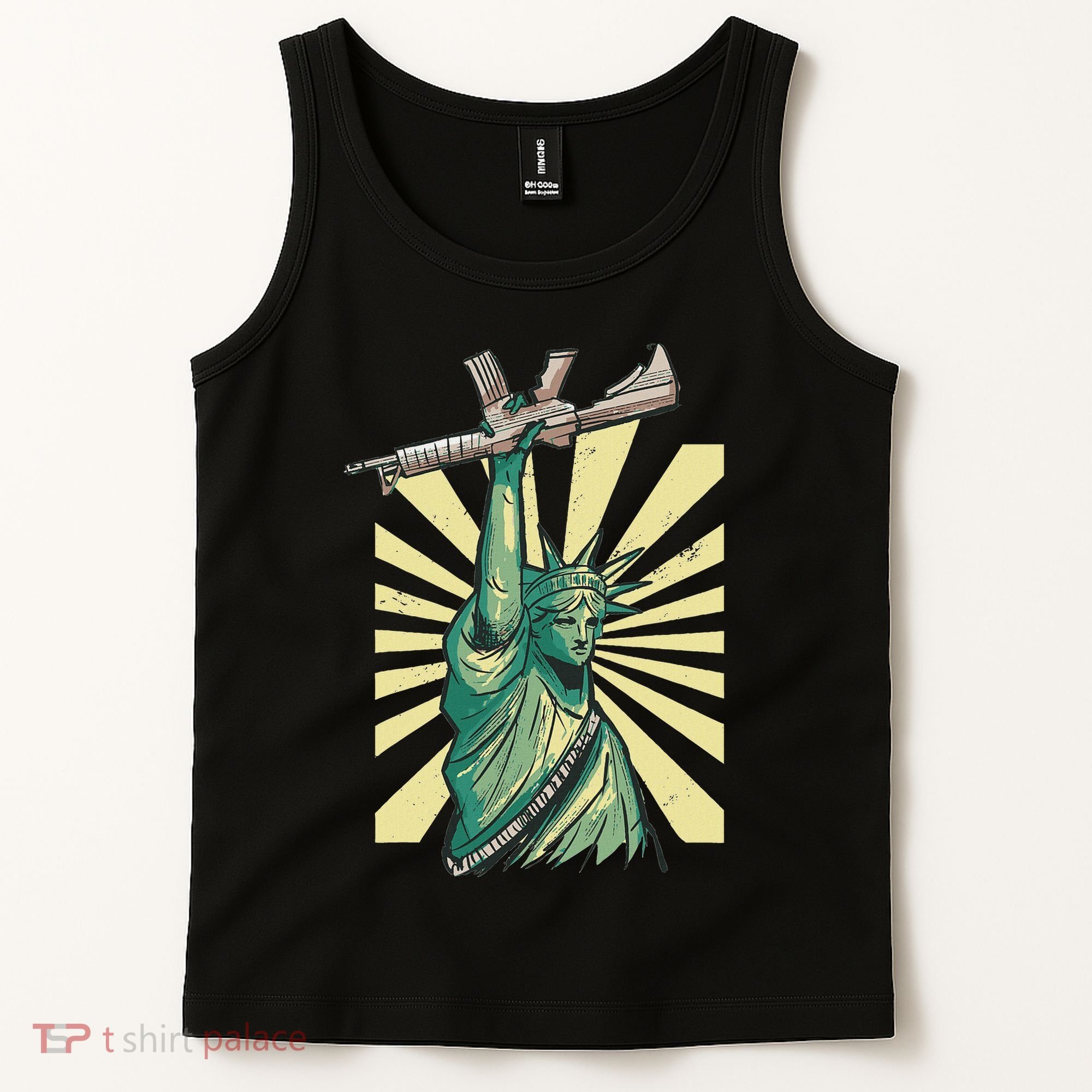 Statue Of Liberty Ar 15 Gun Loving American Tank Top