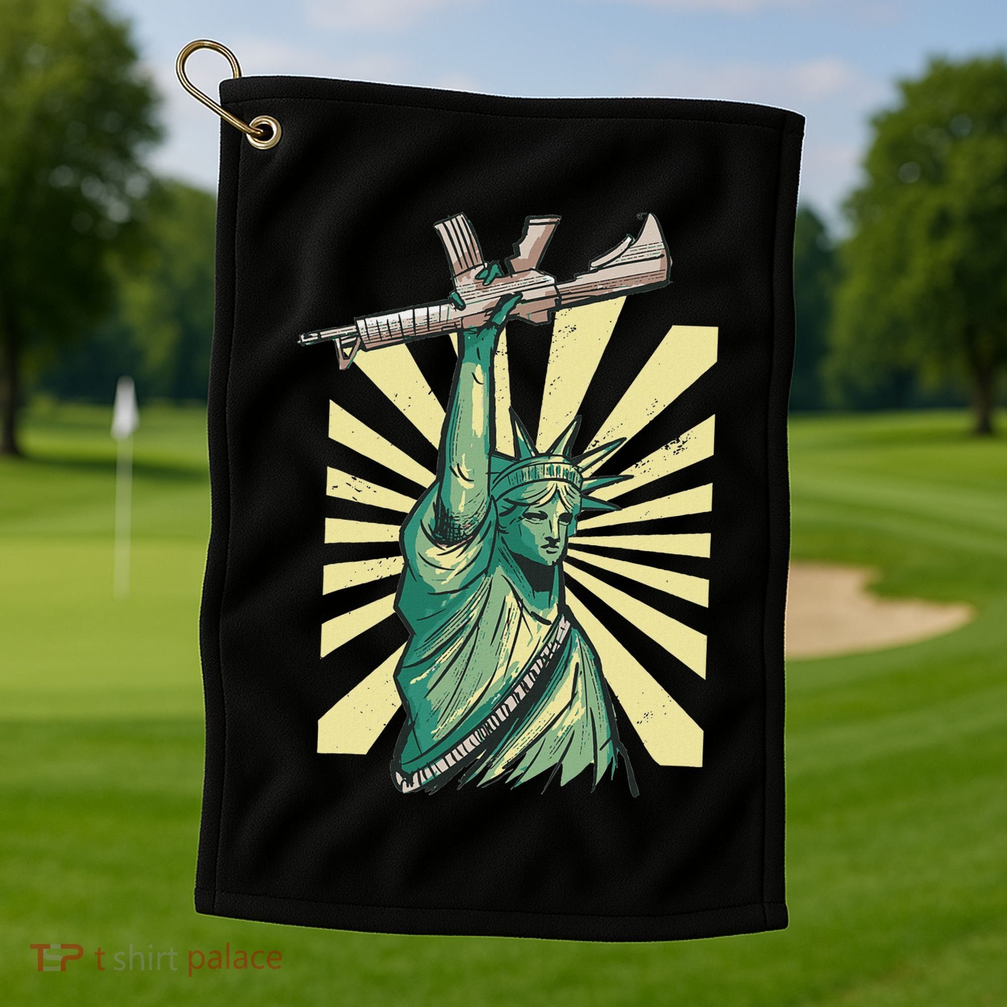Statue Of Liberty Ar 15 Gun Loving American Golf Towel
