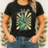 Statue Of Liberty Ar 15 Gun Loving American Women's T-Shirt thumb 2