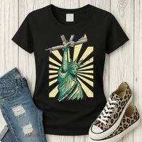Statue Of Liberty Ar 15 Gun Loving American Women's T-Shirt thumb 3