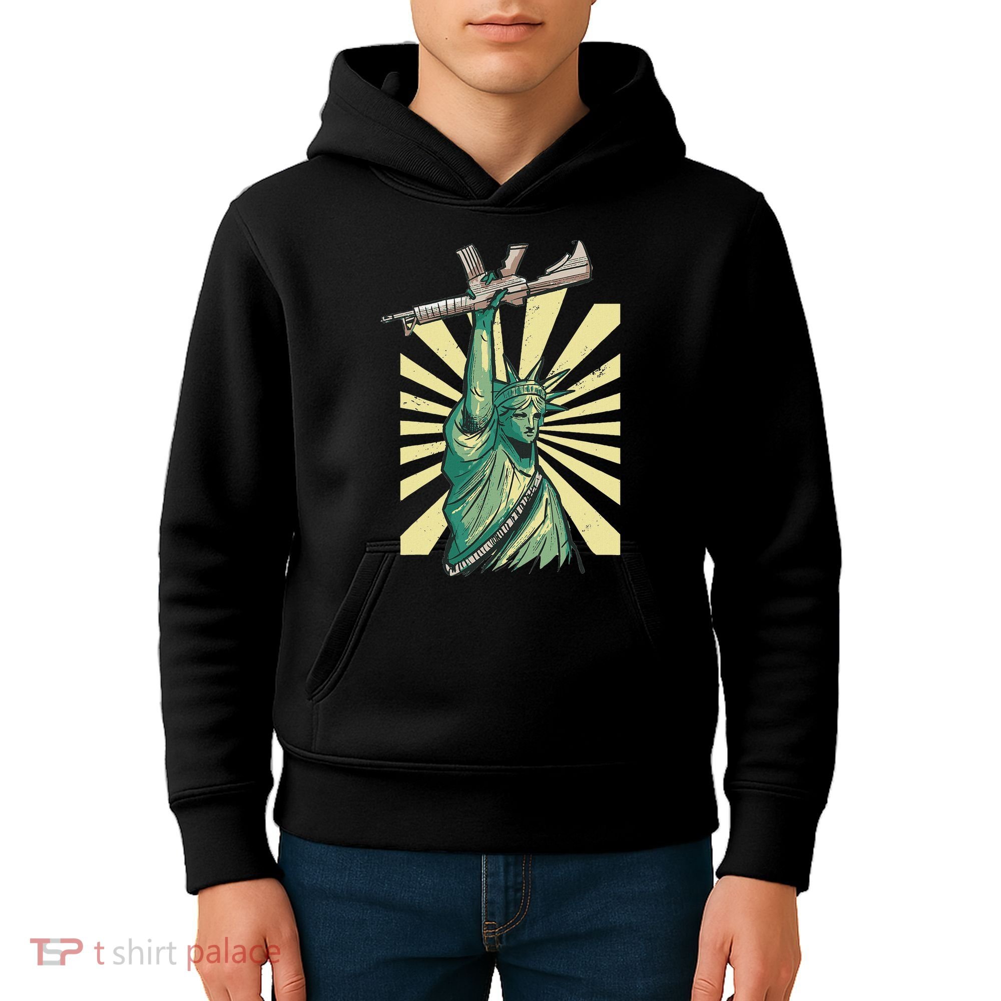 Statue Of Liberty Ar 15 Gun Loving American Kids Hoodie