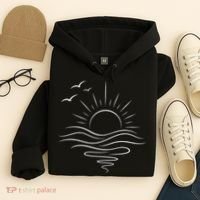 Sun Ocean Linear Graphic Boho Summer Beach Hoodie thumb 4
