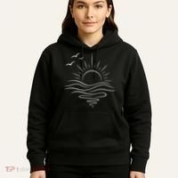 Sun Ocean Linear Graphic Boho Summer Beach Hoodie thumb 5