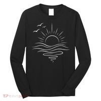 Sun Ocean Linear Graphic Boho Summer Beach Long Sleeve Shirt thumb 0