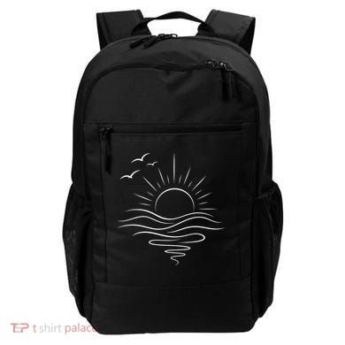 Sun Ocean Linear Graphic Boho Summer Beach Backpack