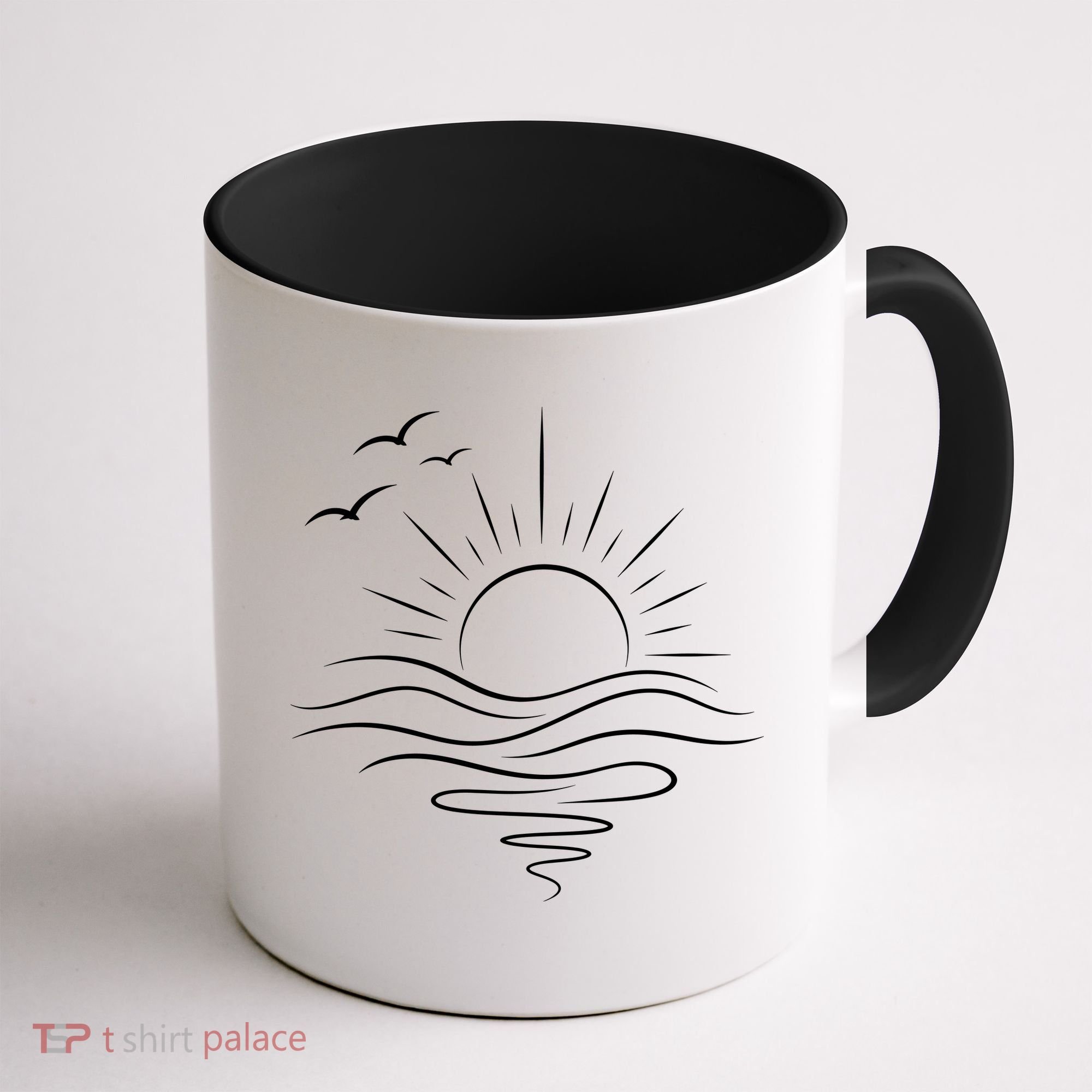 Sun Ocean Linear Graphic Boho Summer Beach Coffee Mug