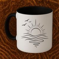 Sun Ocean Linear Graphic Boho Summer Beach Coffee Mug thumb 2