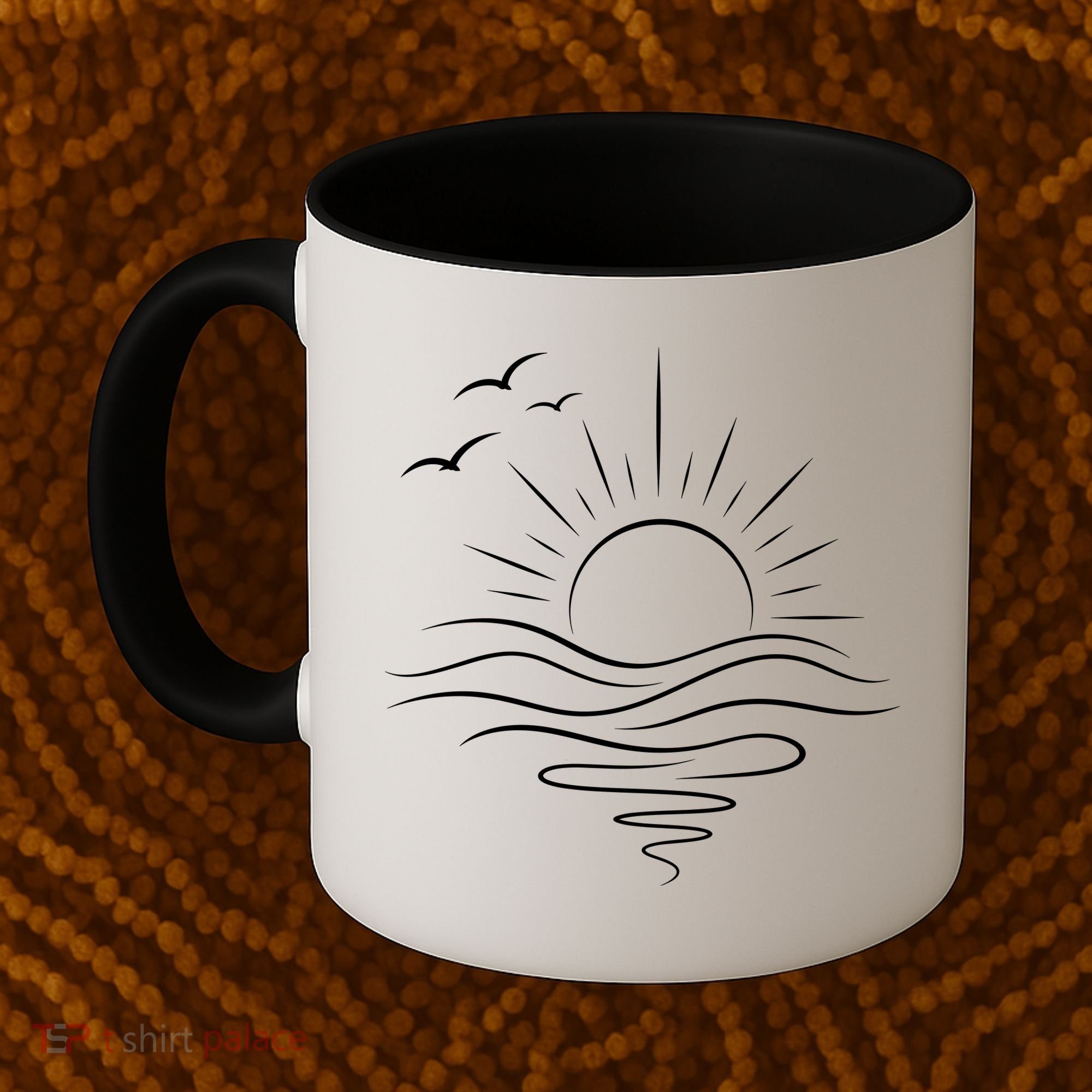 Sun Ocean Linear Graphic Boho Summer Beach Coffee Mug