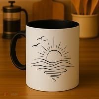 Sun Ocean Linear Graphic Boho Summer Beach Coffee Mug thumb 4