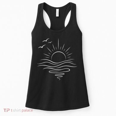 Sun Ocean Linear Graphic Boho Summer Beach Women's Tank Top