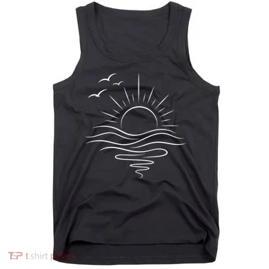 Sun Ocean Linear Graphic Boho Summer Beach Tank Top