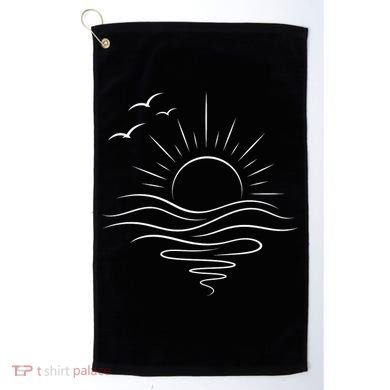 Sun Ocean Linear Graphic Boho Summer Beach Golf Towel
