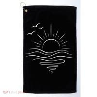 Sun Ocean Linear Graphic Boho Summer Beach Golf Towel thumb 0