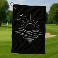 Sun Ocean Linear Graphic Boho Summer Beach Golf Towel thumb 1