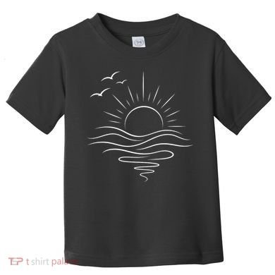 Sun Ocean Linear Graphic Boho Summer Beach Toddler T-Shirt