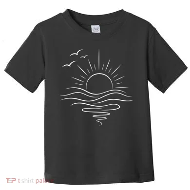 Sun Ocean Linear Graphic Boho Summer Beach Toddler T-Shirt