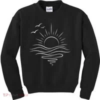 Sun Ocean Linear Graphic Boho Summer Beach Kids Sweatshirt thumb 0