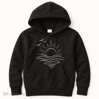 Sun Ocean Linear Graphic Boho Summer Beach Kids Hoodie thumb 0