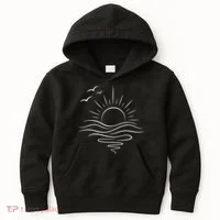 Sun Ocean Linear Graphic Boho Summer Beach Kids Hoodie thumb 0
